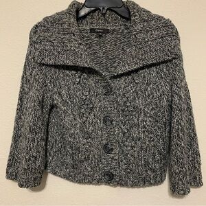 Express Women's Cropped Charcoal‎ Knit Woolblend Cardigan Quarter sleeves Medium